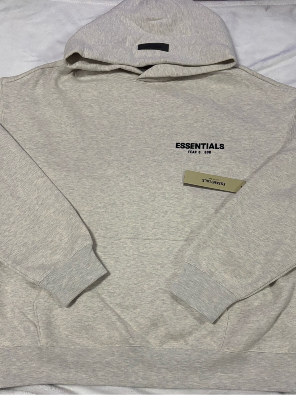 Fear of God Essentials Light Oatmeal Gray Hoodie XL